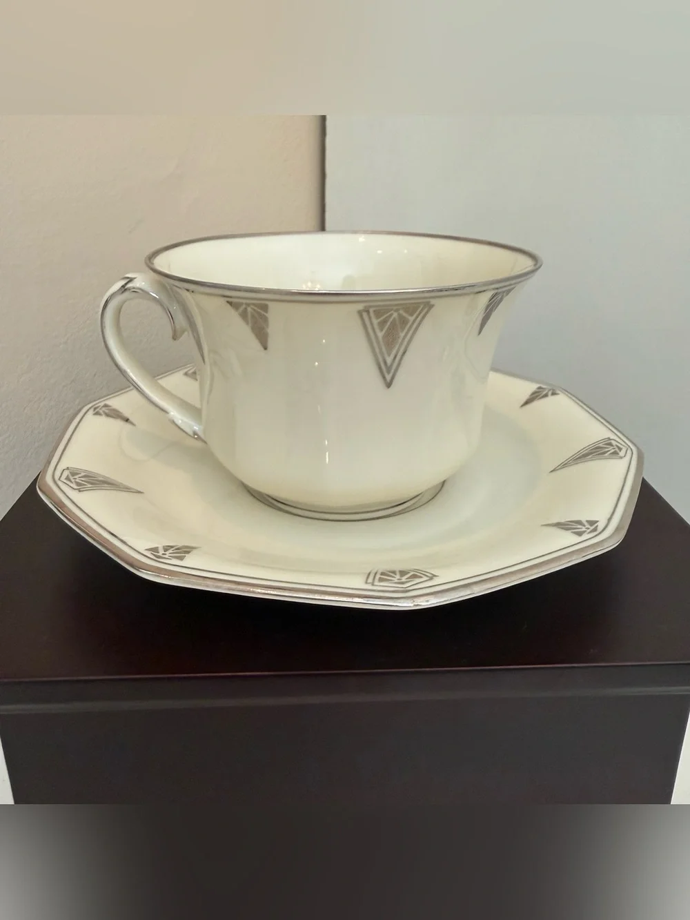 Community China Deauville Cup & Saucer Bavaria Germany Art Deco Platinum Trim